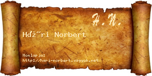 Hári Norbert névjegykártya